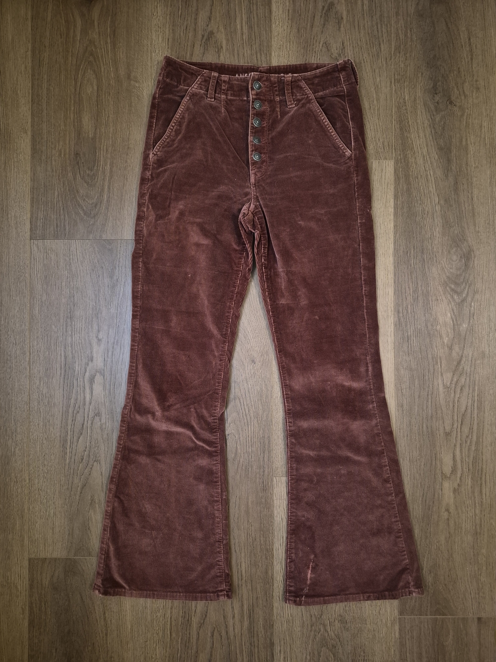 Button-Front Corduroy Flare Pants - Dust Rose American Eagle